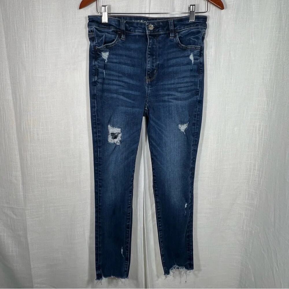 American Eagle Blue Denim Super High Rise Crop Jeggings